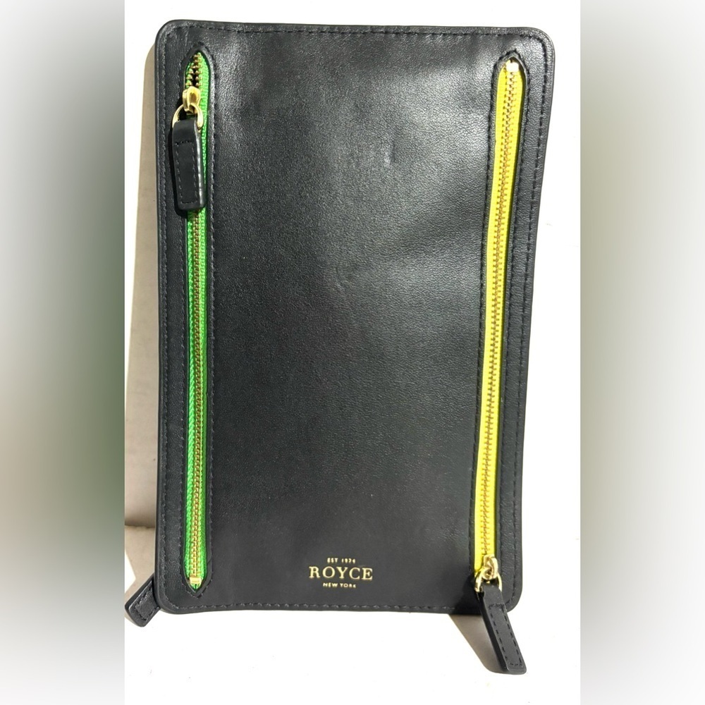Royce New York leather rfid-blocking four zip organizer travel case